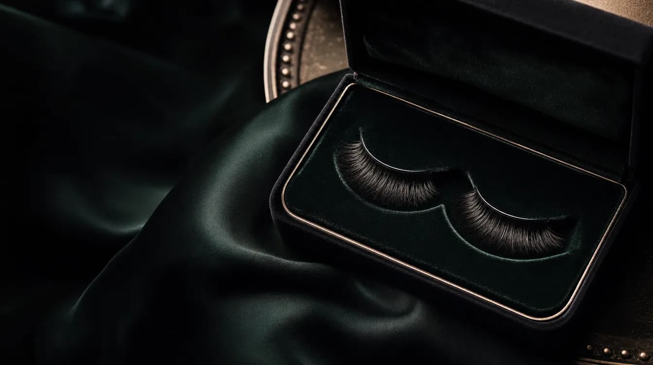 Close-up comparison of a curved mascara wand lifting lashes and a straight mascara wand coating lashes evenly for length